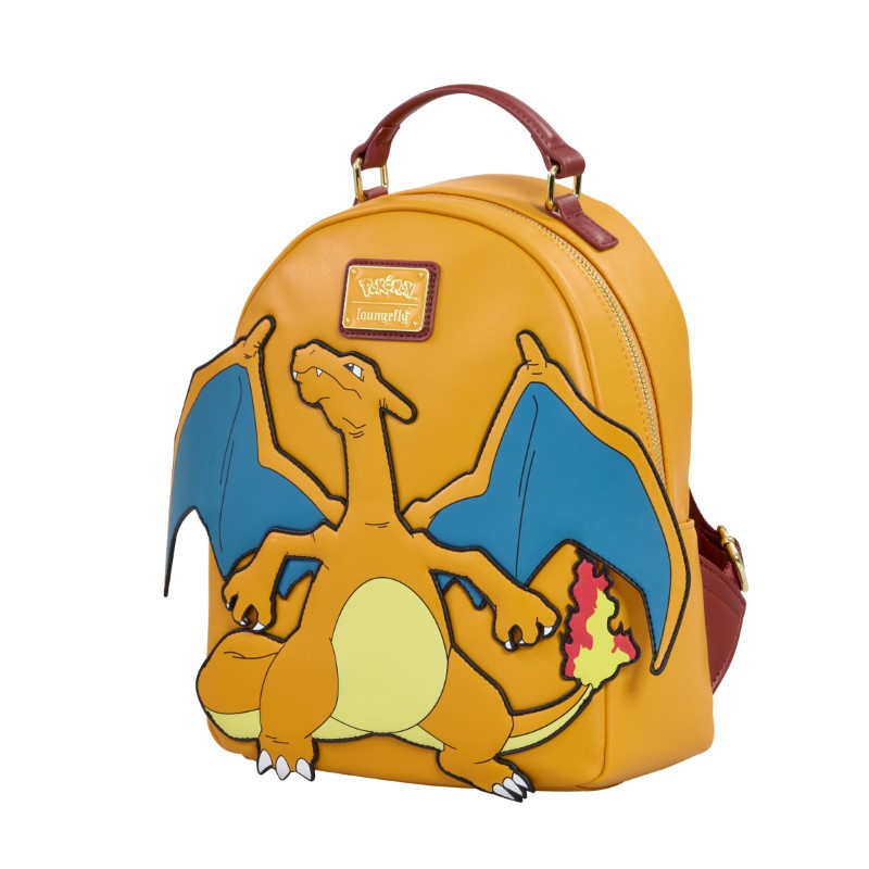 Mini sac à dos Loungefly avec le pokemon Dracaufeu vue de côté