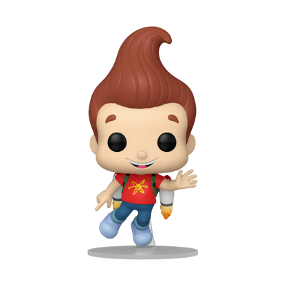Figurine Funko Pop du personnage de Jimmy Neutron sur socle avec fusée dans le dos