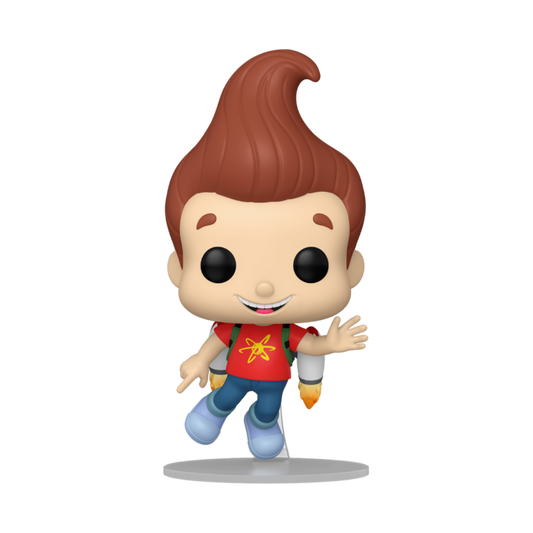 Figurine Funko Pop du personnage de Jimmy Neutron sur socle avec fusée dans le dos