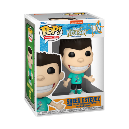 Figurine Funko Pop du personnage de Sheen de Jimmy Neutron avec bras tendus et sourire avec rendu en boîte
