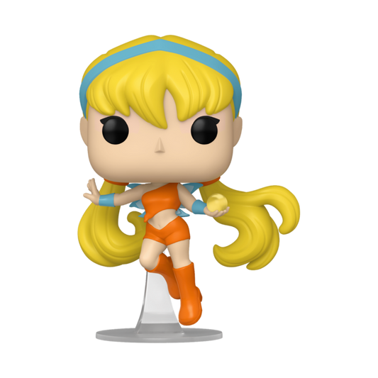 Figurine Funko Pop du personnage de Stella des Winx Club sur socle avec une boule de lumière à la main