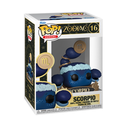 Une figurine Funko POP élaborée pour être à l'image du signe du Zodiaque le Scorpion avec rendu en boîte