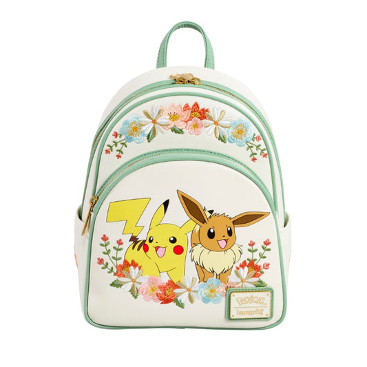 Loungefly - Mini Sac à dos Pokemon Pikachu & Evoli Ambiance Florale