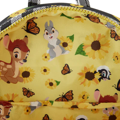 Sac à dos Loungefly intérieur avec motif tournesols et personnages Bambi, Panpan et Fleur
