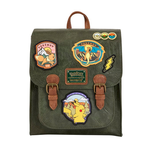 Mini sac à dos munis de pression en face avant avec des écussons de Evoli, de Pikachu et de Dracaufeu