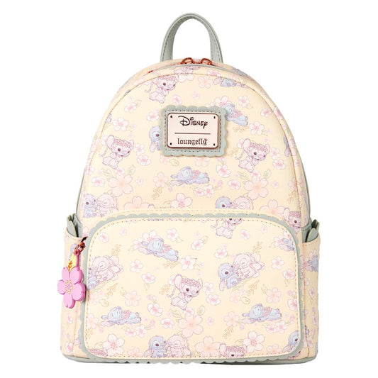 Mini sac à dos Disney Stitch avant jaune avec fleurs roses