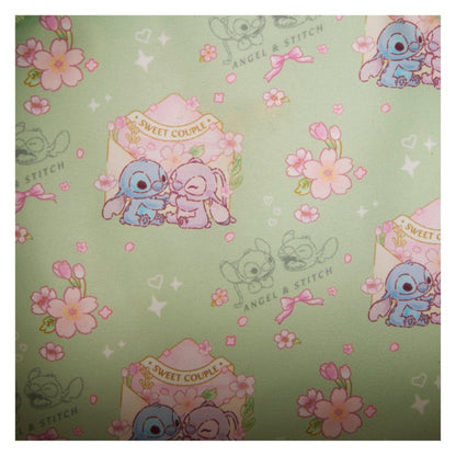 Sac à main et bandoulière Disney Stitch intérieur vert avec fleurs de cerisiers roses