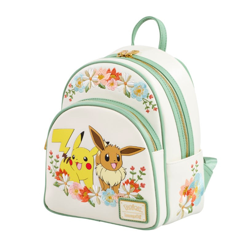 Loungefly - Mini Sac à dos Pokemon Pikachu & Evoli Ambiance Florale